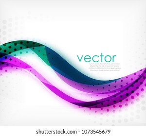 Vector colorful wavy stripe on white background with blurred effects. Vector digital techno abstract background template