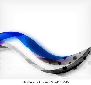 Vector colorful wavy stripe on white background with blurred effects. Vector digital techno abstract background template