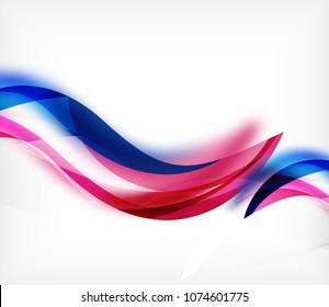 Banda ondulada de color vectorial sobre fondo blanco con efectos borrosos. Plantilla de fondo abstracto de tecnología digital vectorial
