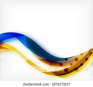 Vector colorful wavy stripe on white background with blurred effects. Vector digital techno abstract background template
