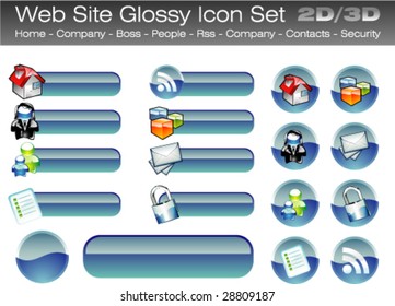 VECTOR Colorful Web Site Glossy Button-Icon Set