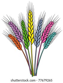 vector colorful wheat ears