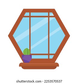 Vector of colorful window in flat style. Object for creating an interior.