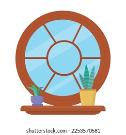 Vector of colorful window in flat style. Object for creating an interior.