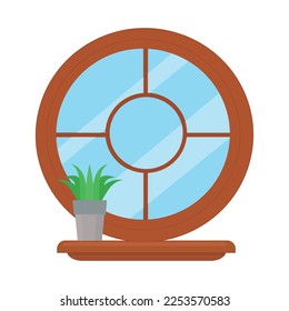 Vector of colorful window in flat style. Object for creating an interior.