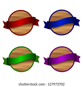 Vector colorful wooden badges