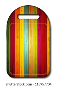Vector colorful wooden cutting board on white background. Eps 10