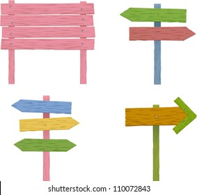 vector colorful wooden signs set 1