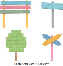 vector colorful wooden signs set 2