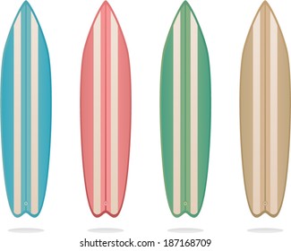 vector colorful wooden surfboard set - Separate layers for easy editing