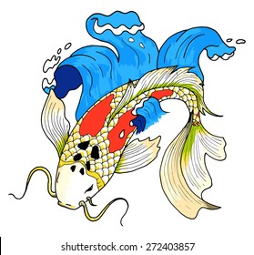 Vector colorfull asian style koi carp fish