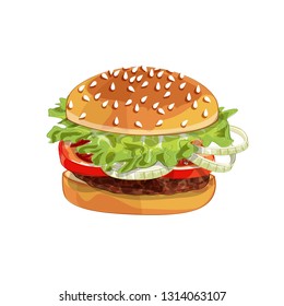 Vector colorfull big burger over any background
