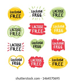 Vector colorfull eco label with text - lactose free.