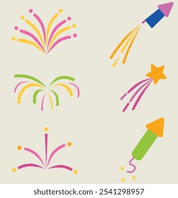 Vector : Colorfull Firework Illustration New Year Party or Christmas Night Celebration 