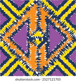 Vector colorfull geometric seamless pattern with roughen style. Elegant ornament background. Repeated geo design for decor, textile, print