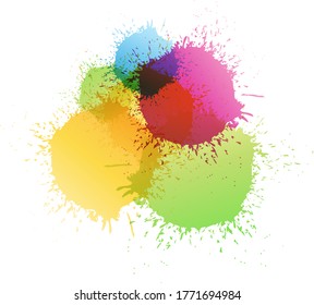 Vector colorfull grunge splashes on white background.