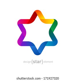 The Vector colorfull Origami David Star on white background