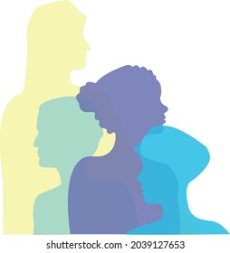 Vector colorfull people collection, green, blue, purple and yellow