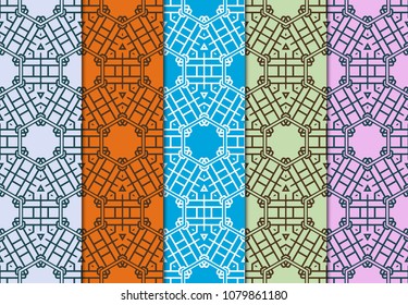 Vector colorfull seamless patterns set. Abstract background. Geometric modern stylish. Vector illustration. for wallpaper, packaging, banners, invitations, business cards, fabric print