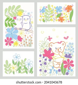 Vector coloring book for adults. Flora