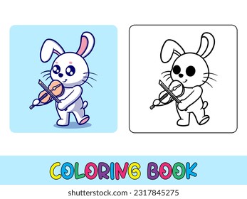 Vector coloring book animal activity. Coloring book cute animal for education cute bunny black and white illustration