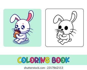 Actividad animal del libro de coloreado vectorial. Libro de coloración animal lindo para la educación linda ilustración de conejo negro y blanco
