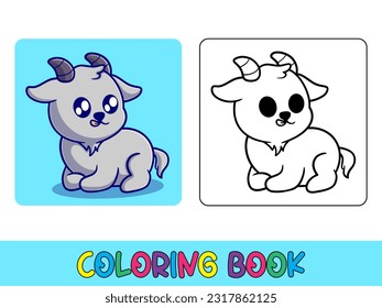 Vector coloring book animal activity. Coloring book cute animal for education cute lamb black and white illustration