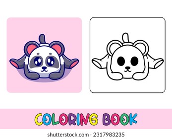 Vektorgrafik-Farbbuch Tieraktivität. Farbbuch süßes Tier für Bildung süße Panda, schwarz-weiße Illustration
