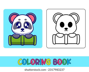 Vector coloring book animal activity. Coloring book cute animal for education cute panda black and white illustration
