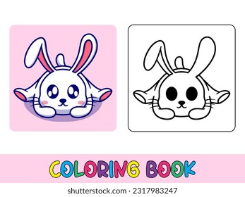 Vector coloring book animal activity. Coloring book cute animal for education cute bunny black and white illustration
