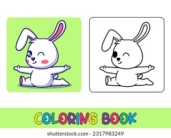 Vector coloring book animal activity. Coloring book cute animal for education cute bunny black and white illustration
