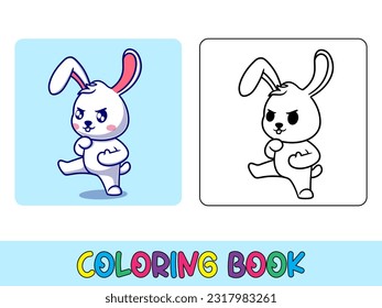 Vector coloring book animal activity. Coloring book cute animal for education cute bunny black and white illustration
