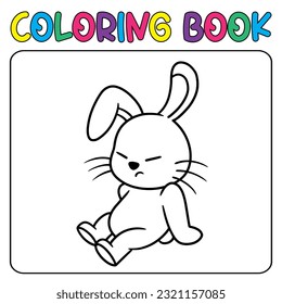 Vector coloring book animal activity. Coloring book cute animal for education cute bunny black and white illustration
