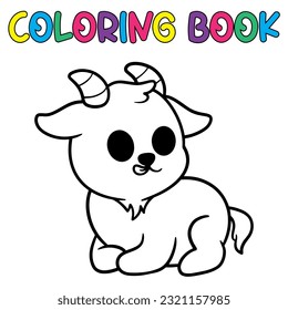 Actividad animal del libro de coloreado vectorial. Libro de Colores lindo animal para la educación linda ilustración de cabra en blanco y negro

