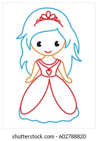 Vector coloring book of of beautiful princess