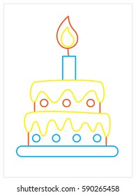 Vector coloring book of cake with candles
