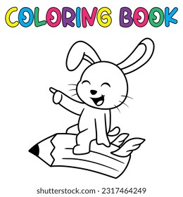 Libro de colorear vectores para niños un lindo conejito. Plantilla de coloreado de vectores para niños en educación
