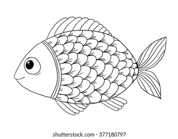 Vector Coloring Book Children Fish Stock Vector (Royalty Free ...