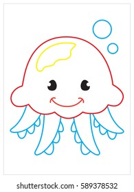 Vector coloring book of cute Jellyfish