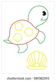 Vector coloring book of cute sea turtle
