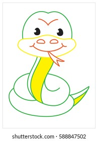 Vector coloring book of cute snake