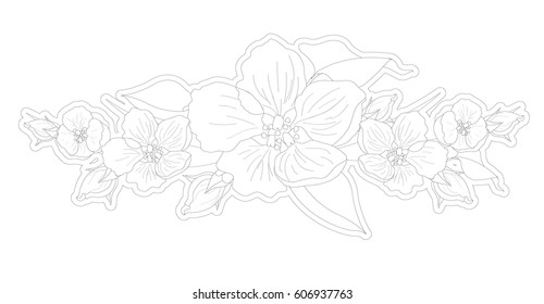 vector coloring book. flowers branch