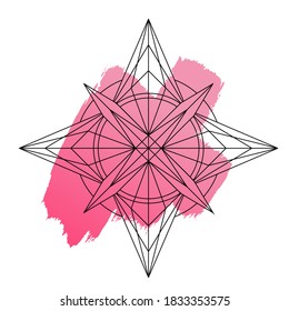 Libro de coloración vectorial con mandala geométrica. Formas geométricas. Ilustración vectorial. 