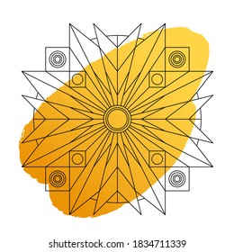 Vector coloring book with geometric mandala. Geometric shapes. Vector illustration. 