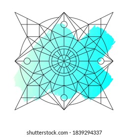 Vector coloring book with geometric mandala. Geometric shapes. Vector illustration. 