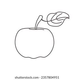 Vector coloring book, hand drawn apple isolated on white background.