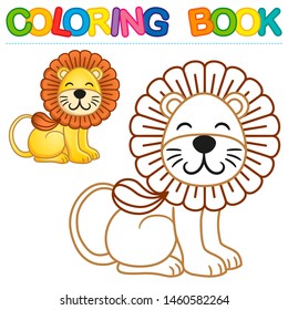Vector coloring book for kids. A simple level with a colored outline for preschoolers. Cheerful cartoon dachshund dog. Children's entertainment and educational games