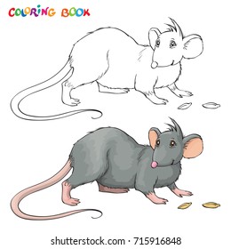 Vector Coloring book or page for children with rat.