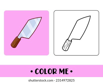 Vector coloring book or page for kids. knife black and white illustration