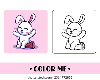 Vector coloring book or page for kids. cute easter black and white illustration